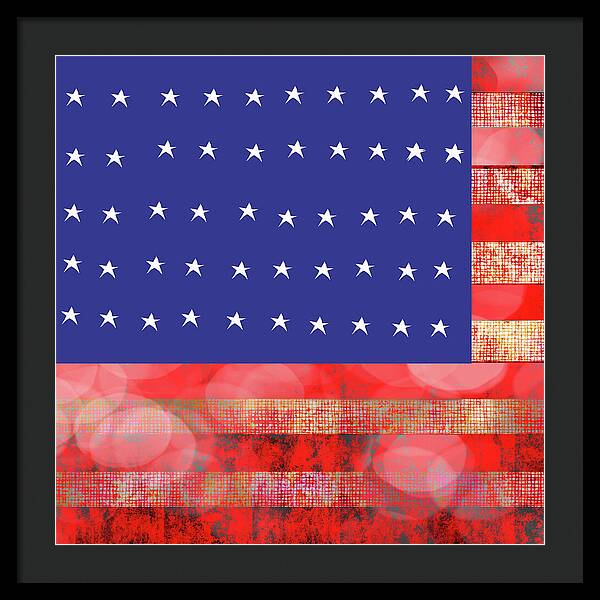 American Flag In Bokeh 1 - Framed Print