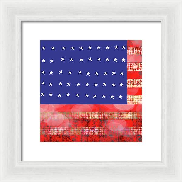 American Flag In Bokeh 1 - Framed Print