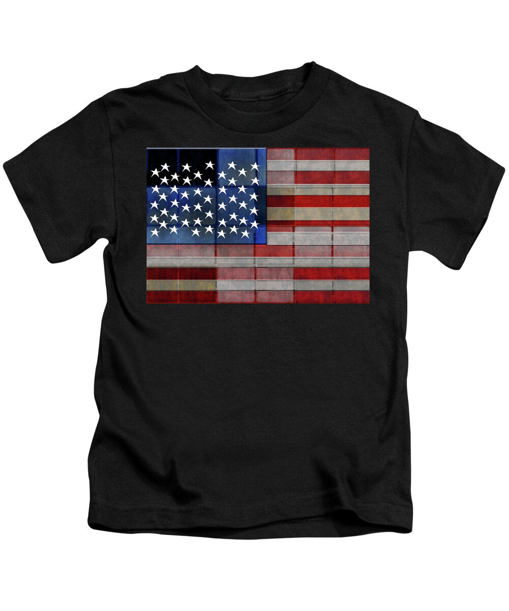 American Flag Quilt #1 - Kids T-Shirt