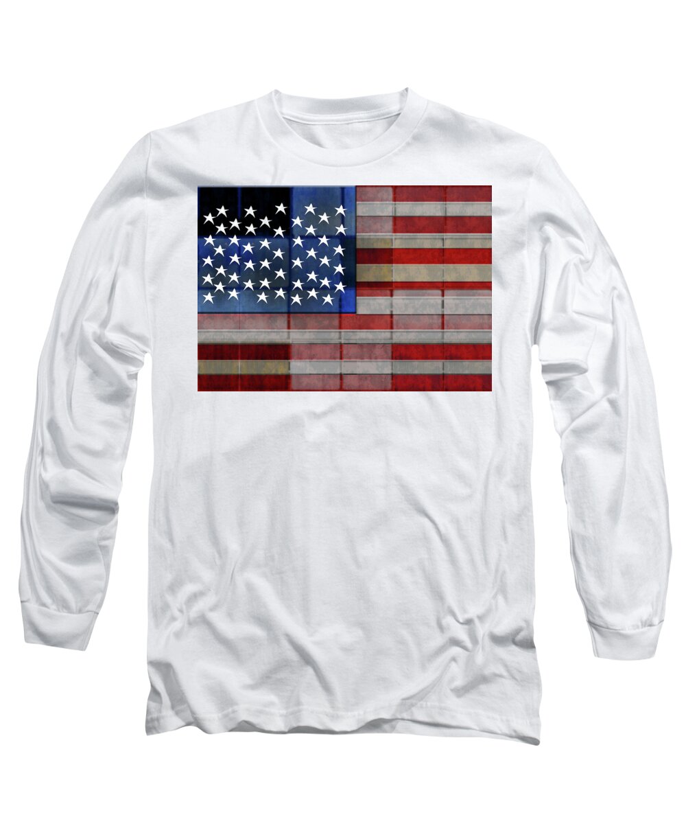 American Flag Quilt #1 - Long Sleeve T-Shirt