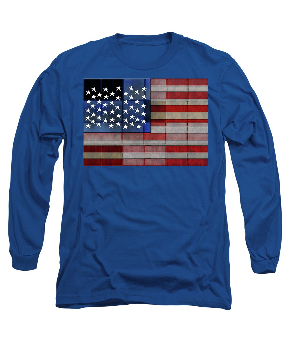 American Flag Quilt #1 - Long Sleeve T-Shirt