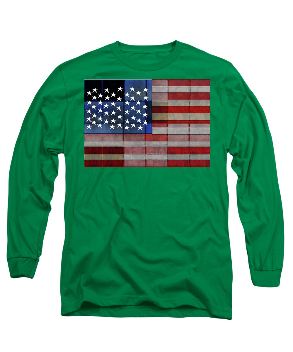 American Flag Quilt #1 - Long Sleeve T-Shirt