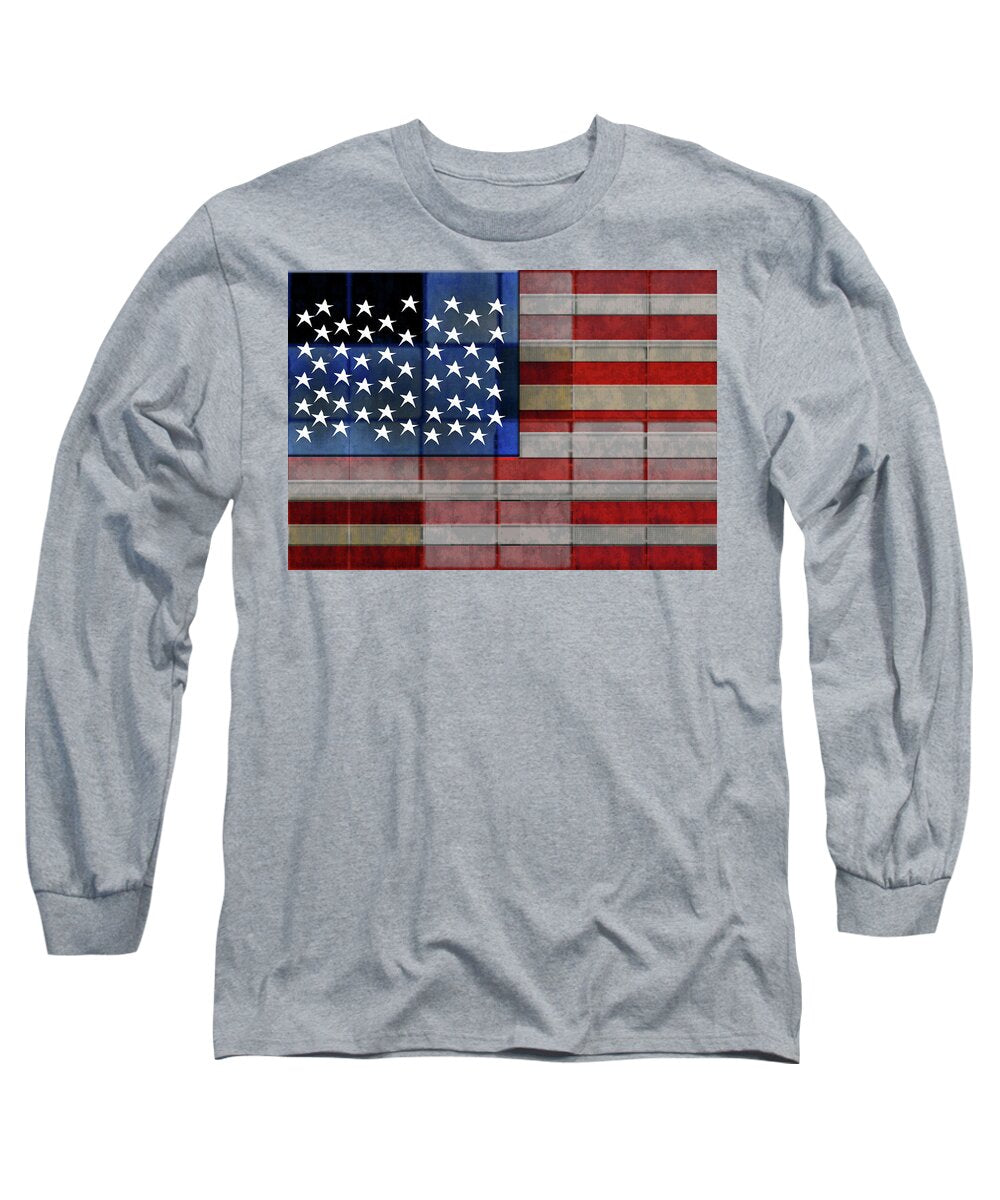 American Flag Quilt #1 - Long Sleeve T-Shirt