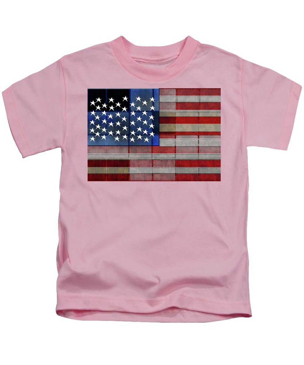 American Flag Quilt #1 - Kids T-Shirt