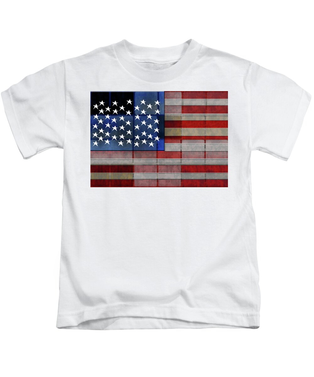 American Flag Quilt #1 - Kids T-Shirt