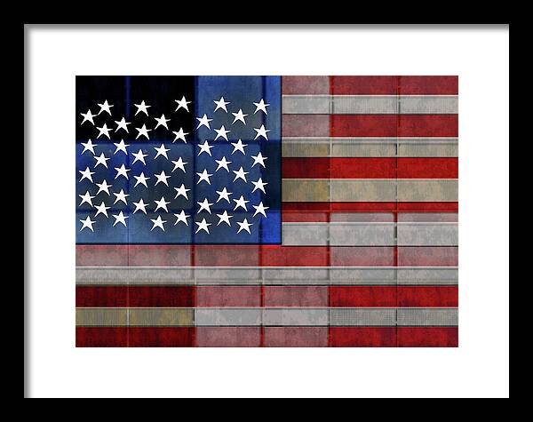 American Flag Quilt 1 - Framed Print