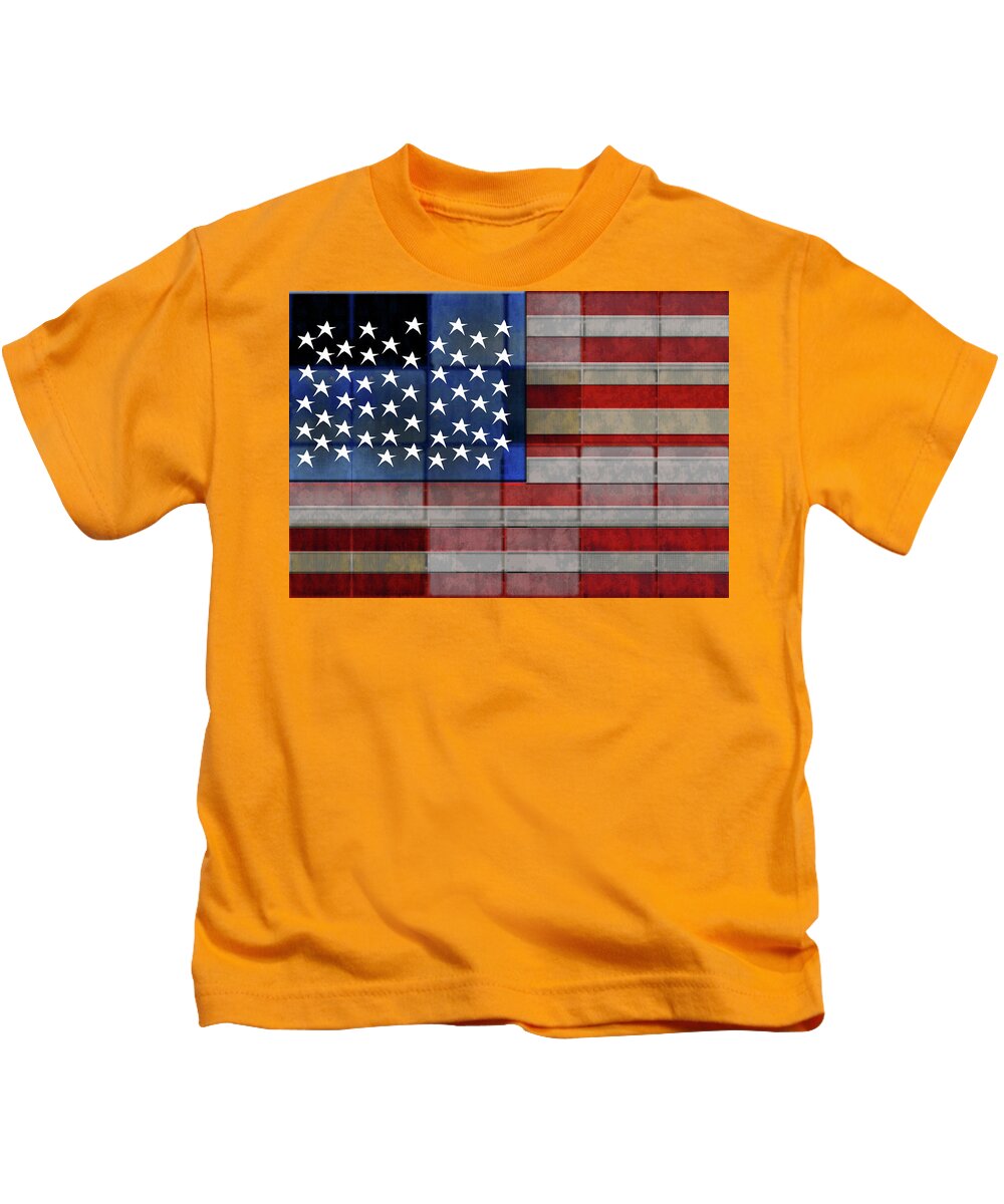 American Flag Quilt #1 - Kids T-Shirt