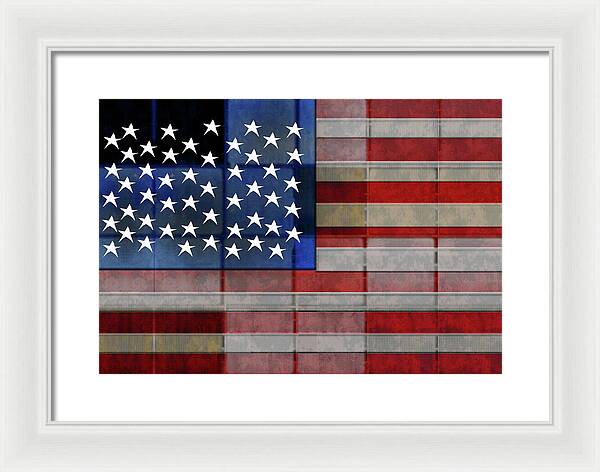 American Flag Quilt 1 - Framed Print