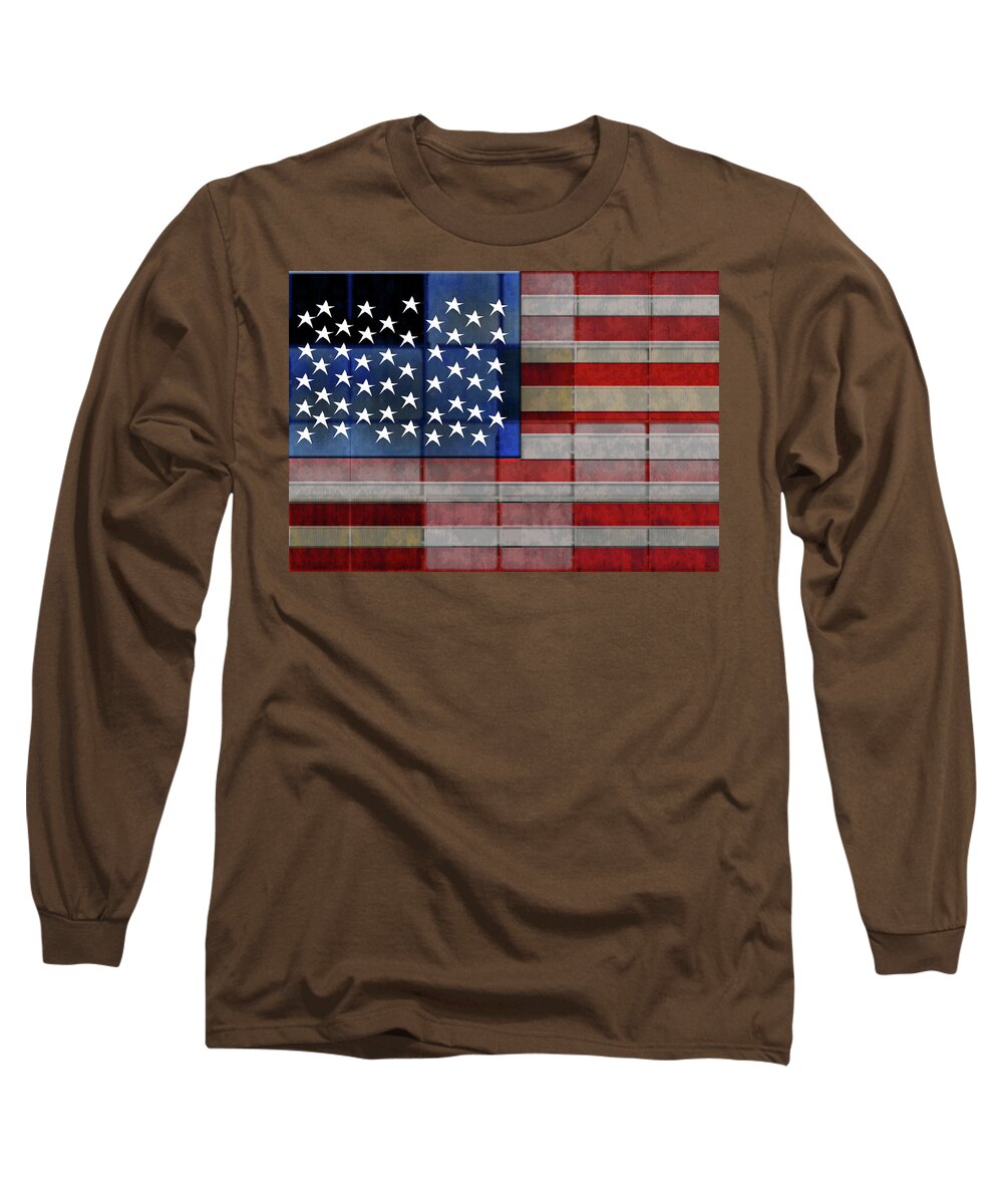 American Flag Quilt #1 - Long Sleeve T-Shirt