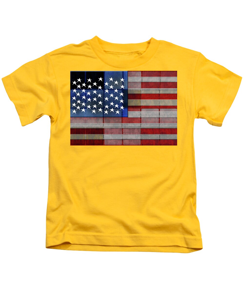 American Flag Quilt #1 - Kids T-Shirt