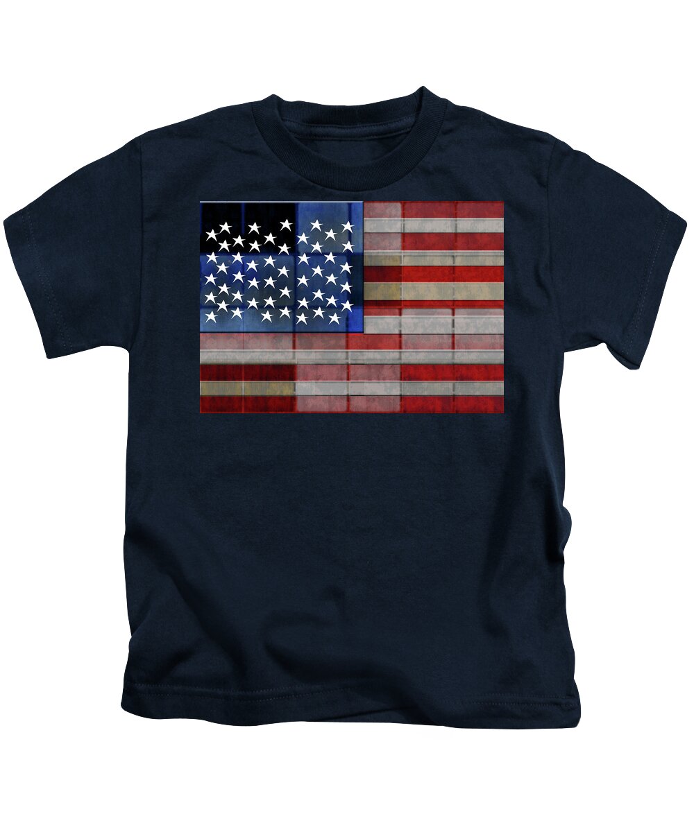 American Flag Quilt #1 - Kids T-Shirt