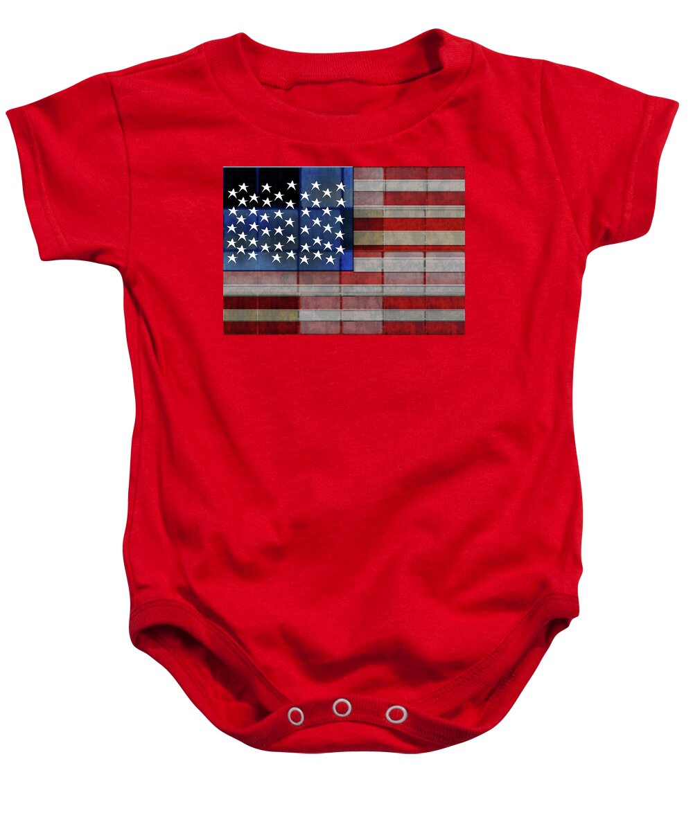 American Flag Quilt #1 - Baby Onesie