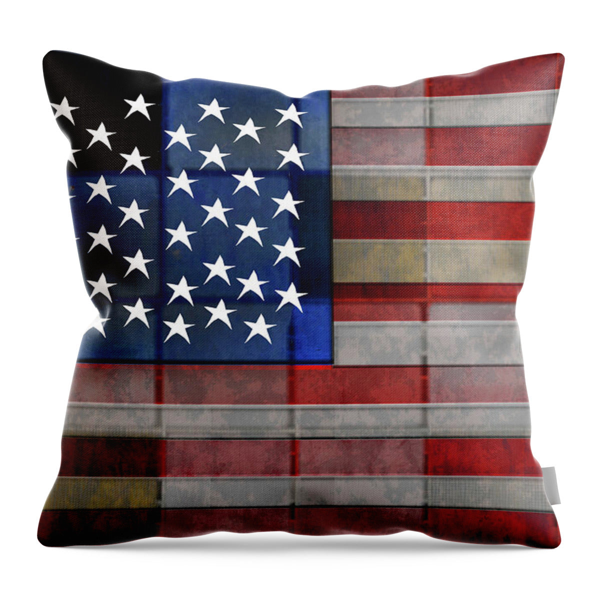 American Flag Quilt 1 - Throw Pillow