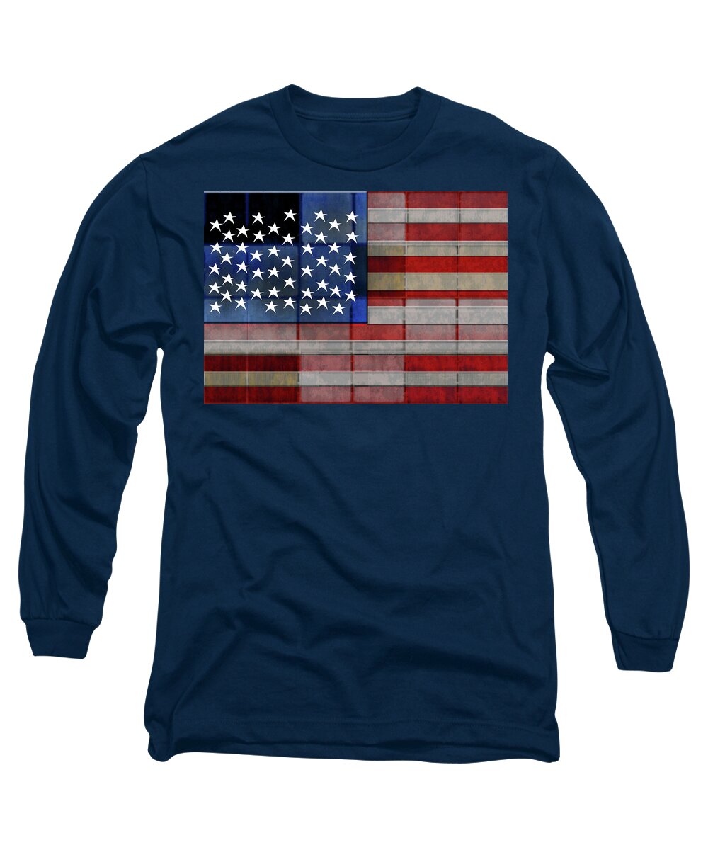 American Flag Quilt #1 - Long Sleeve T-Shirt