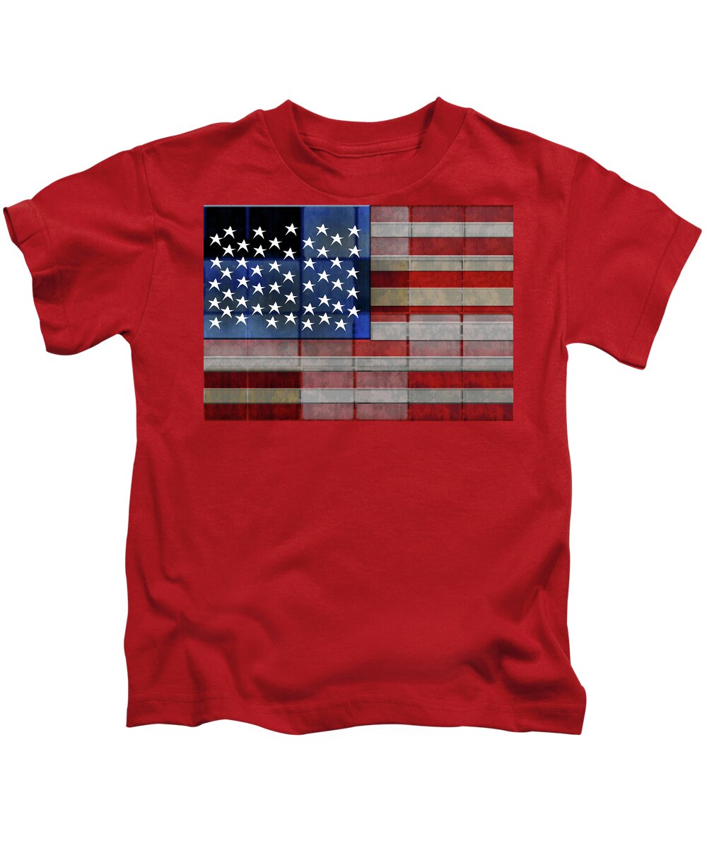 American Flag Quilt #1 - Kids T-Shirt