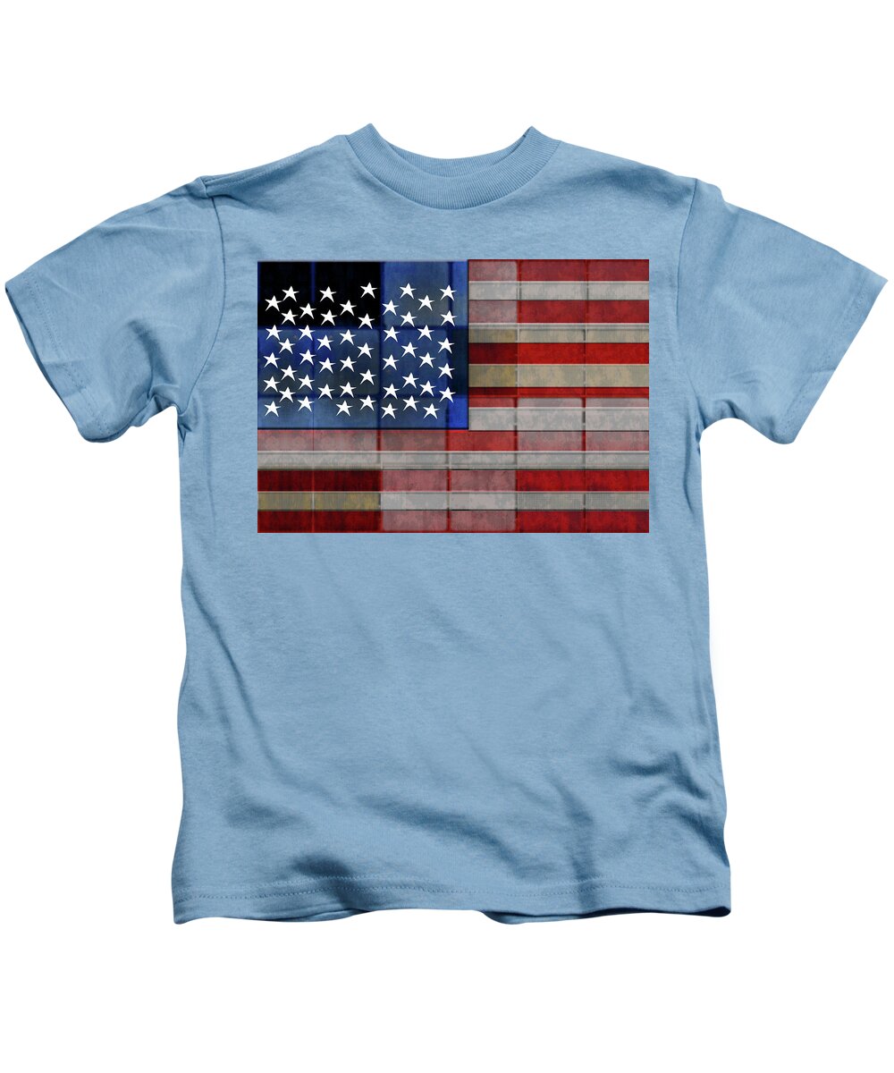 American Flag Quilt #1 - Kids T-Shirt