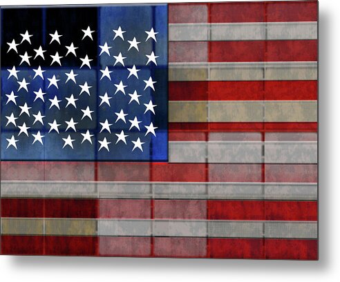 American Flag Quilt 1 - Metal Print