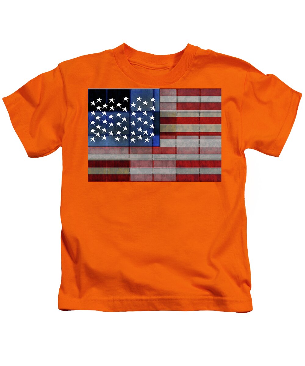 American Flag Quilt #1 - Kids T-Shirt