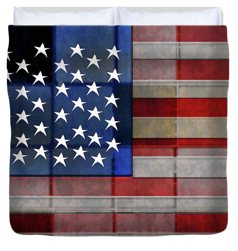 American Flag Quilt 1 - Duvet Cover