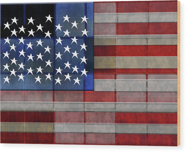 American Flag Quilt 1 - Wood Print