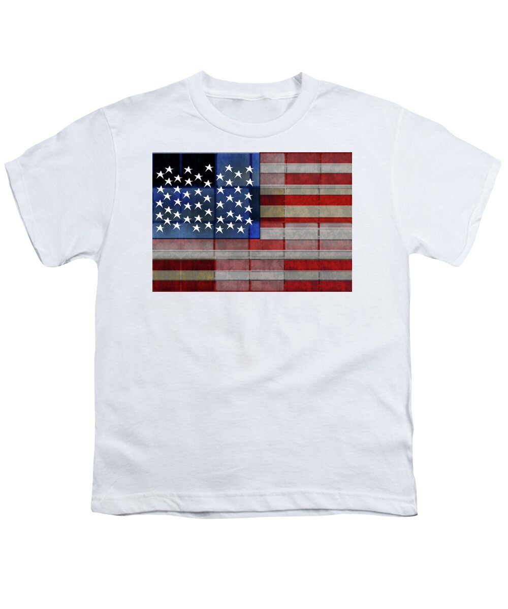 American Flag Quilt #1 - Youth T-Shirt