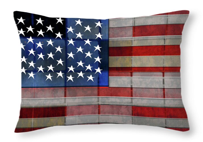 American Flag Quilt 1 - Throw Pillow