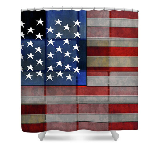 American Flag Quilt 1 - Shower Curtain