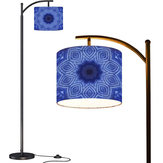 Arc Floor Lamp (Made in USA) Blue and White Striped Kaleidoscope