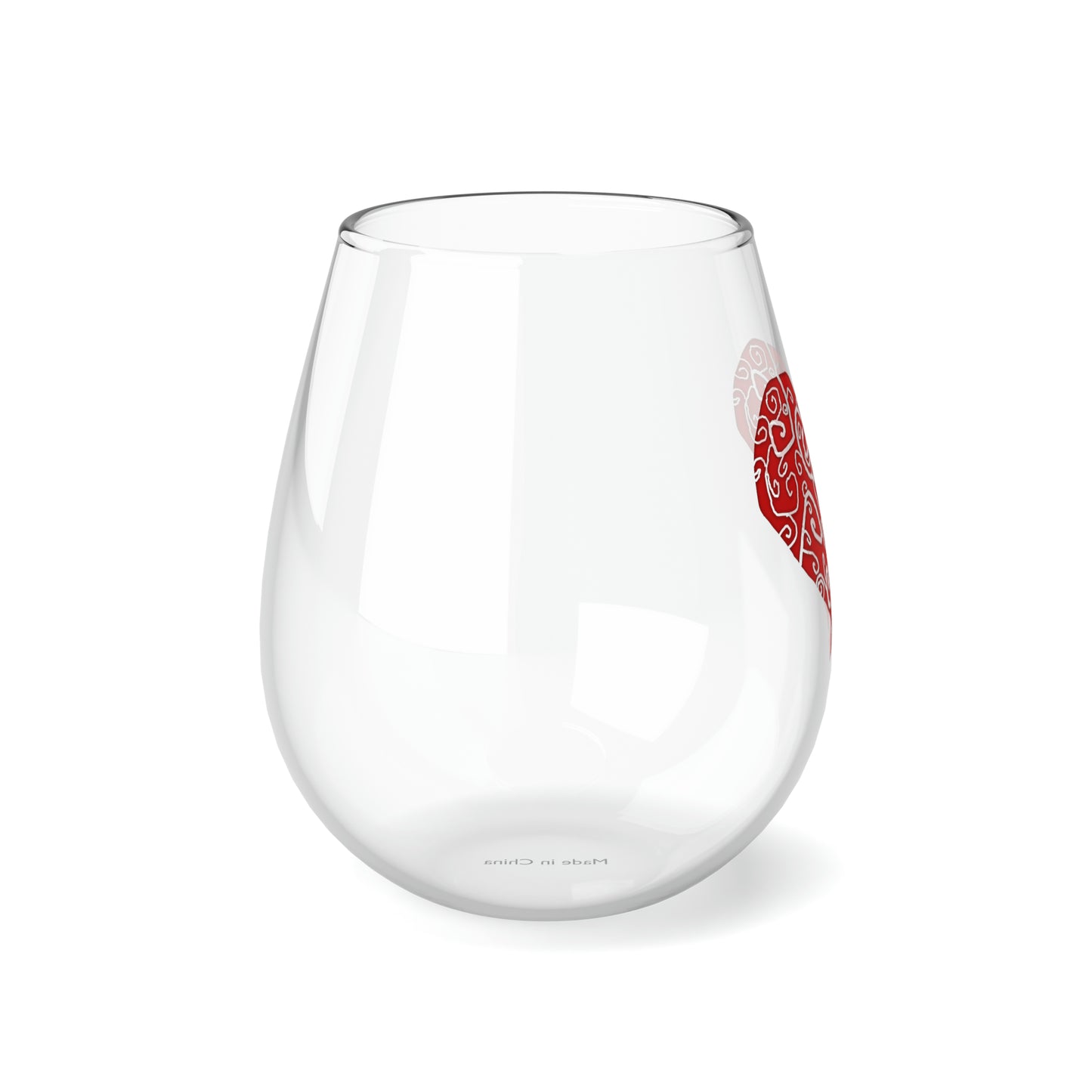 Hearts Swirl Stemless Wine Glass, 11.75oz