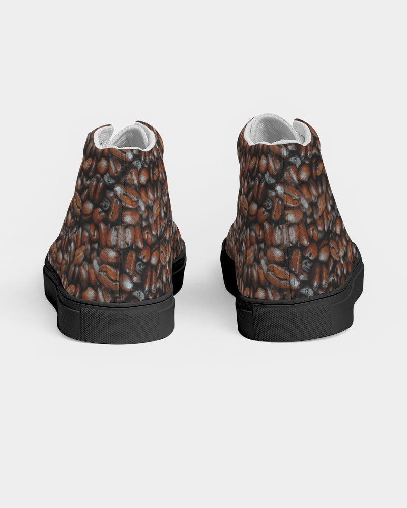 Coffee Bean Pattern Women's Hightop Canvas Shoe - Black