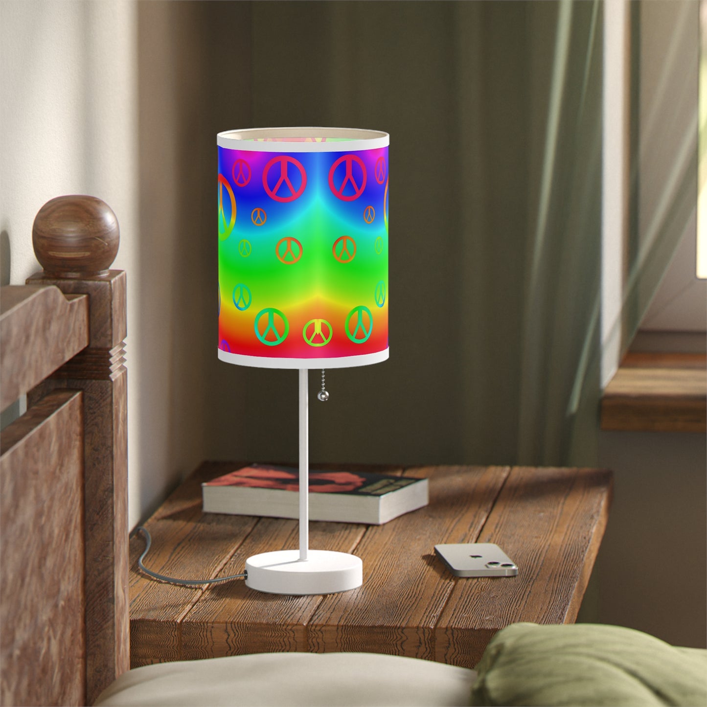 Rainbow Peace Sign Lamp on a Stand, US|CA plug