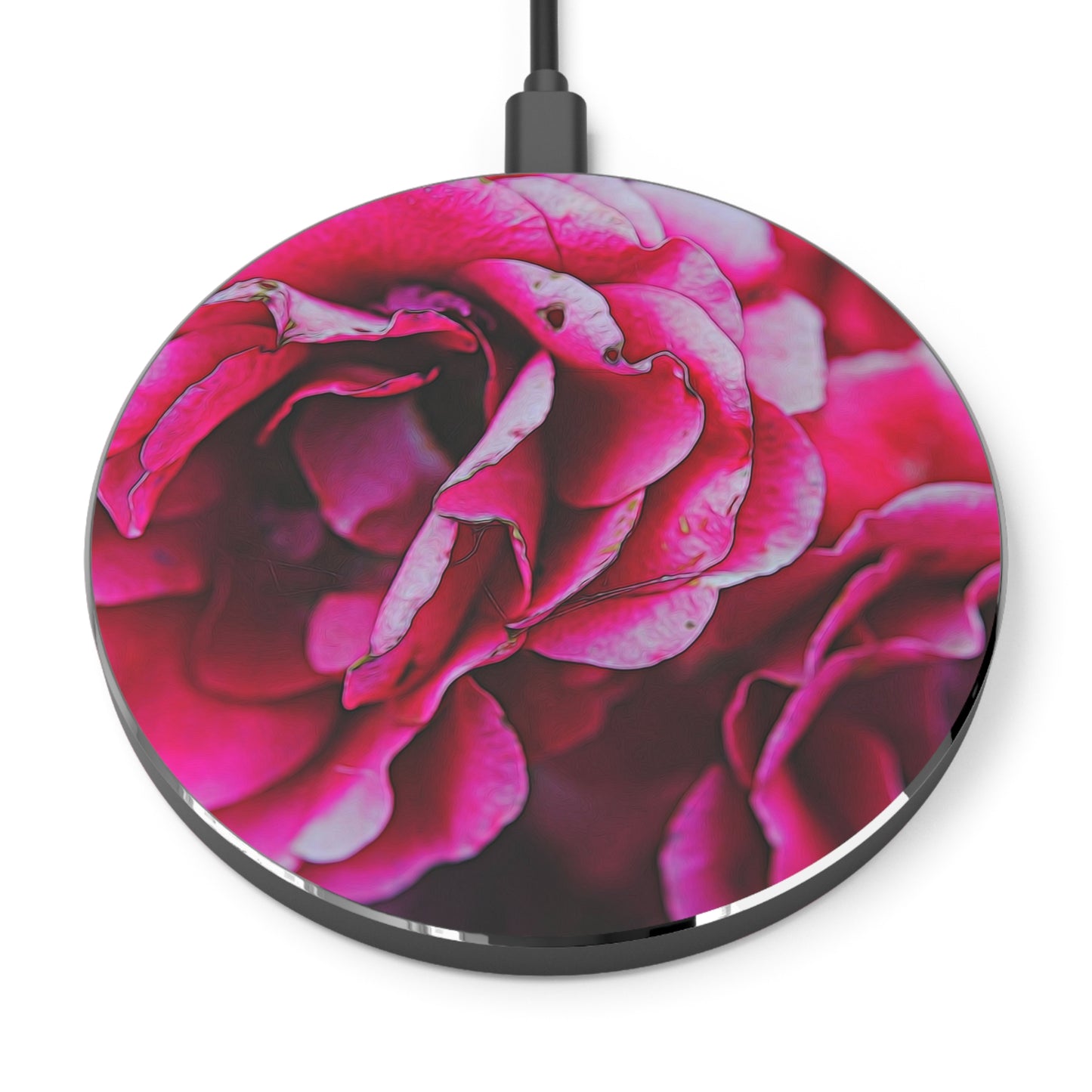 Dark Pink Flowers Wireless Charger