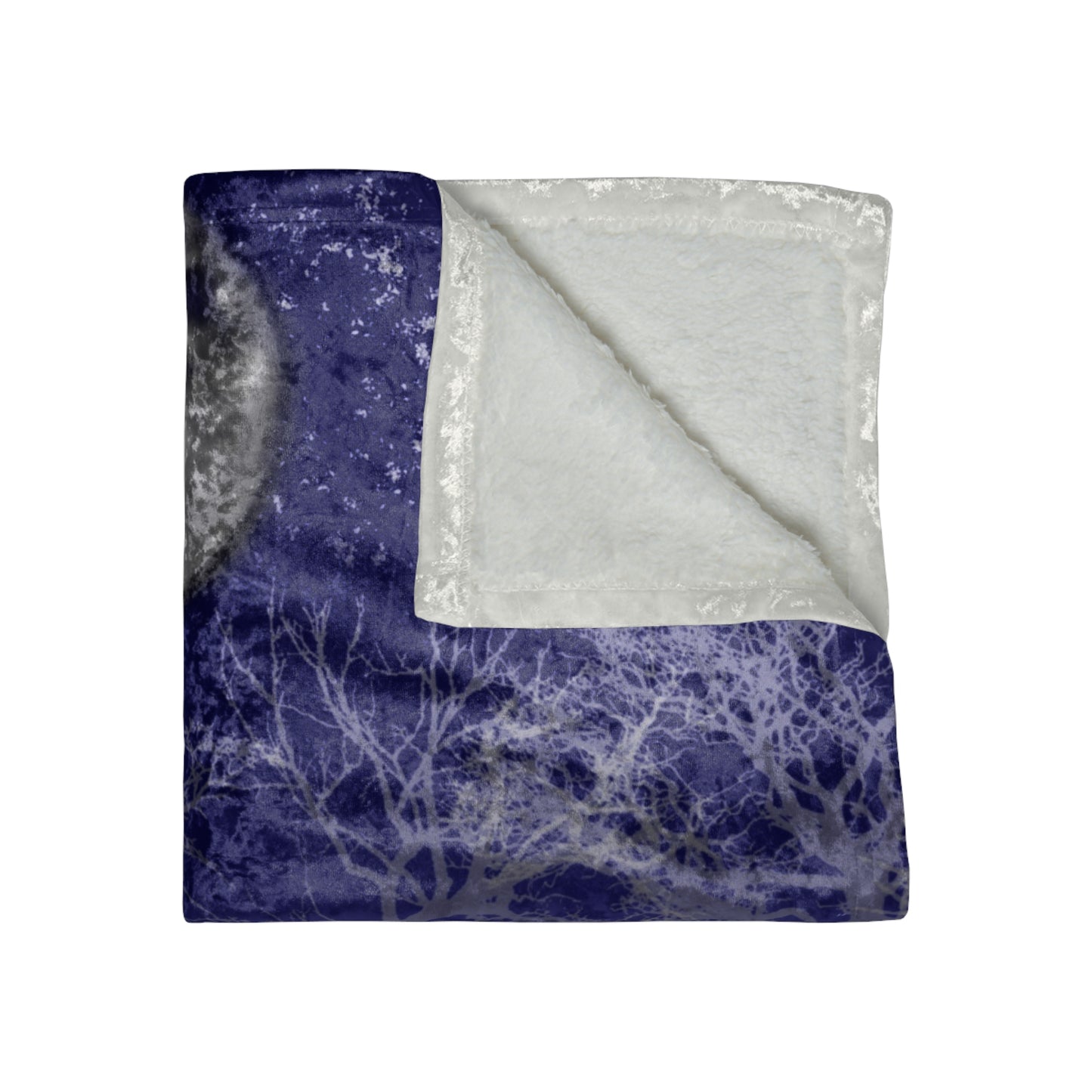 Blue Moon Snow Trees Crushed Velvet Blanket