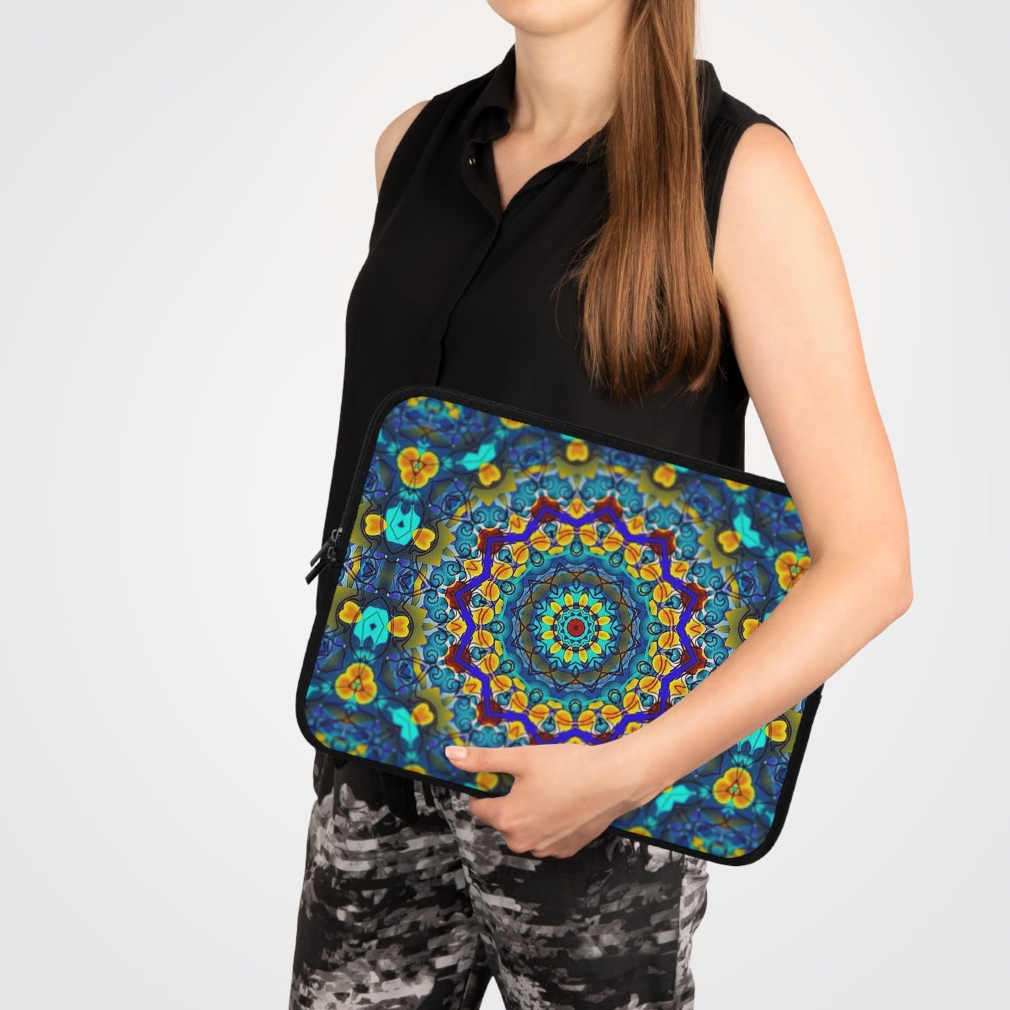 Blue Green Kaleidoscope Laptop Sleeve