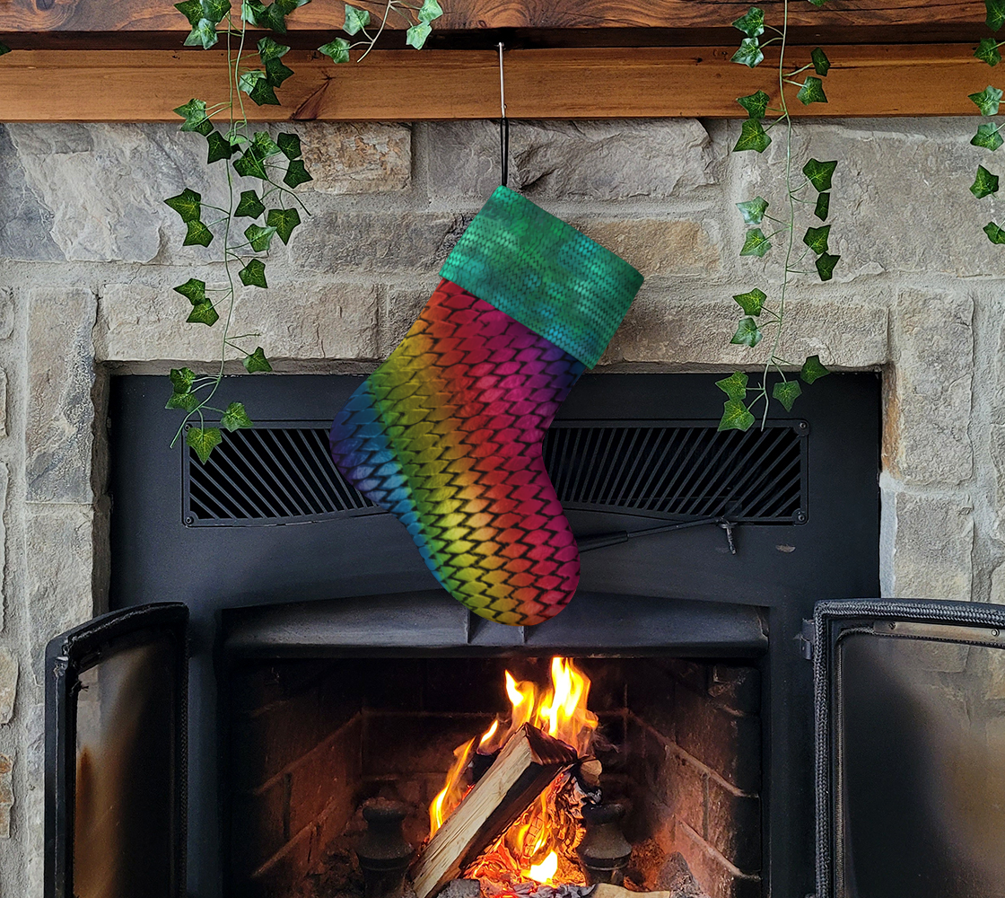 Rainbow Dragon Scales Christmas Stocking