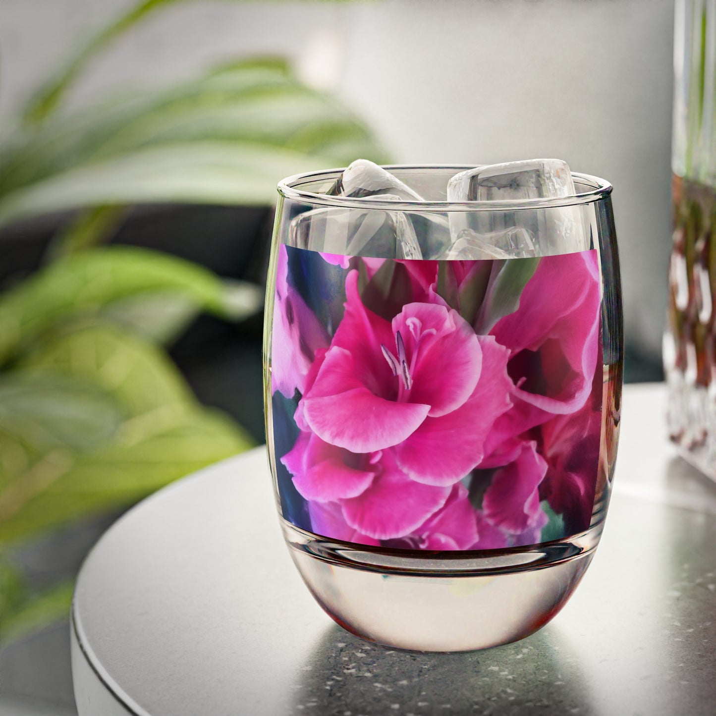 Dark Pink Gladiolas Whiskey Glass