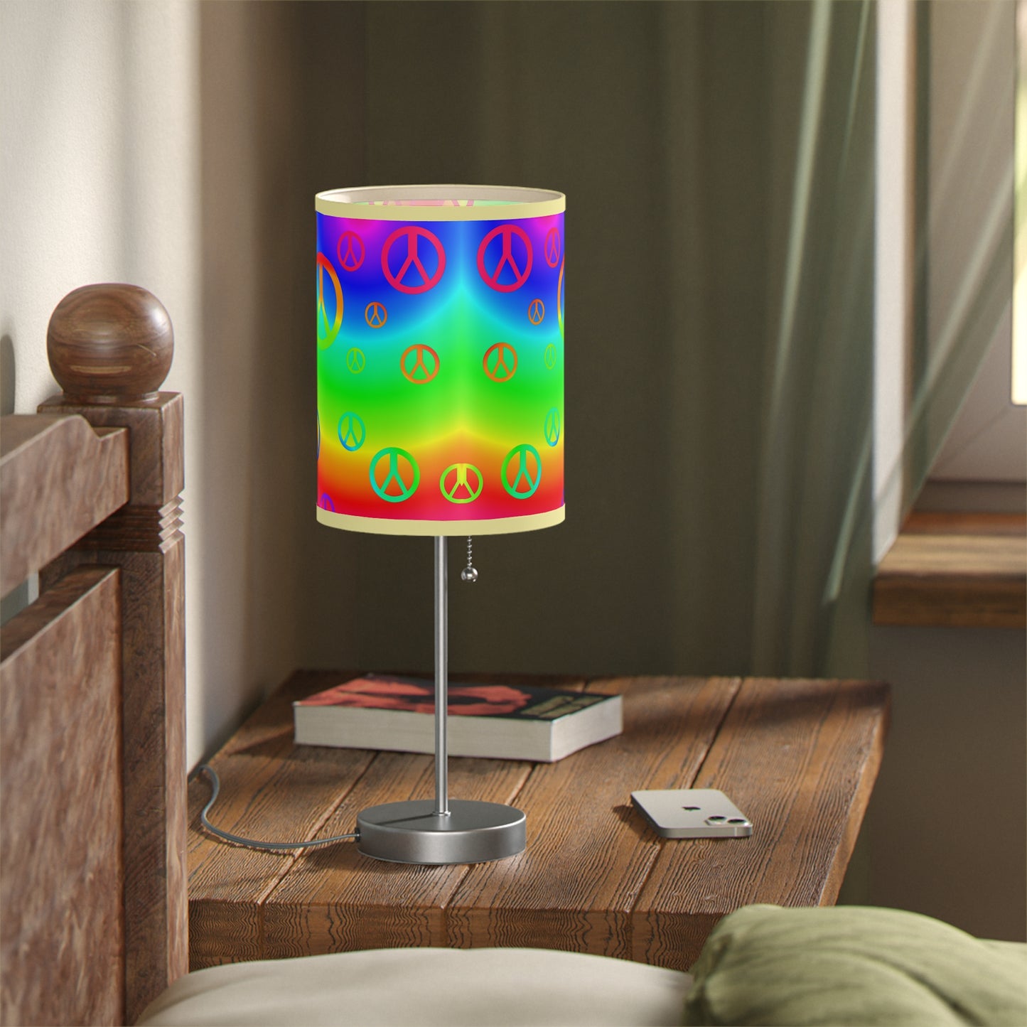 Rainbow Peace Sign Lamp on a Stand, US|CA plug