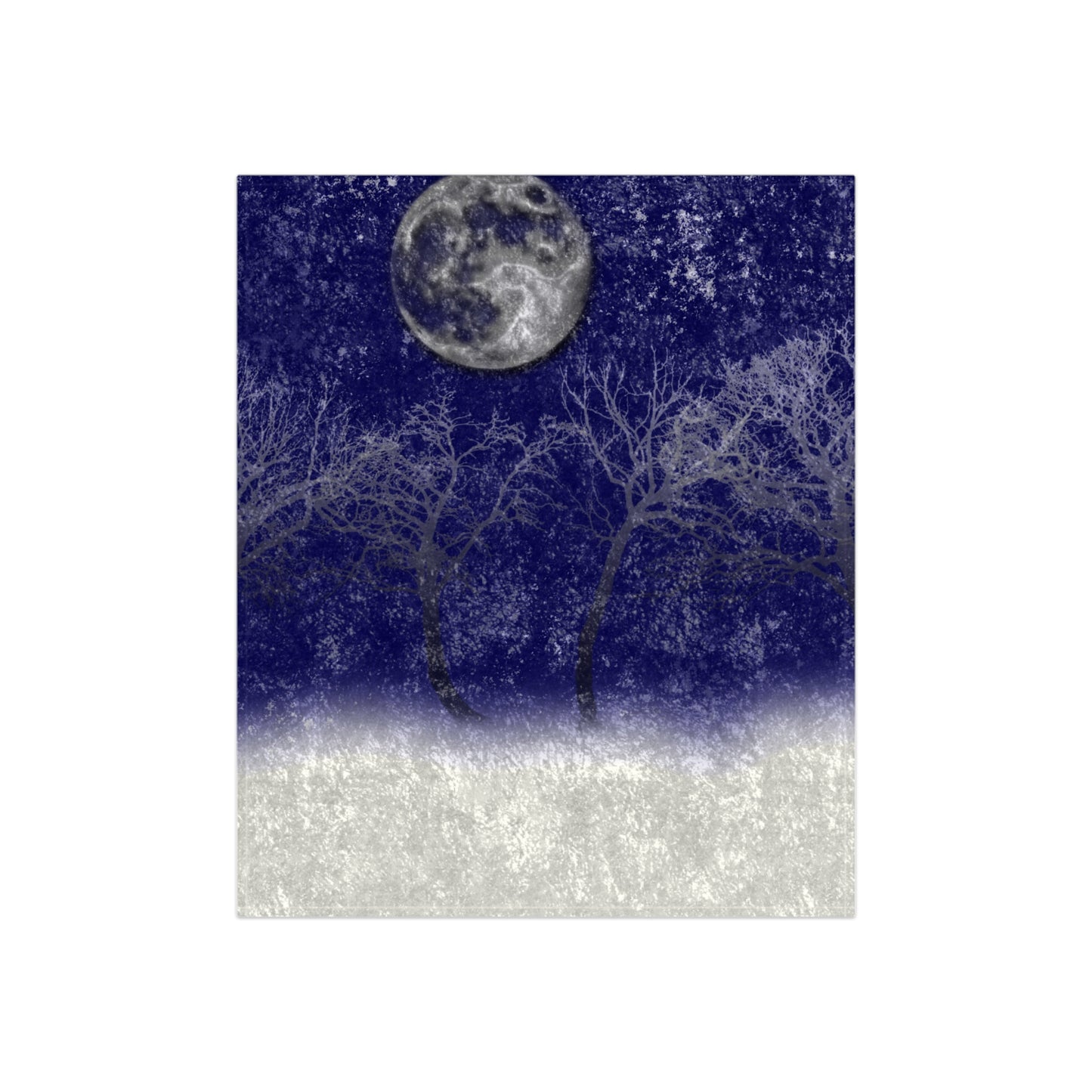 Blue Moon Snow Trees Crushed Velvet Blanket