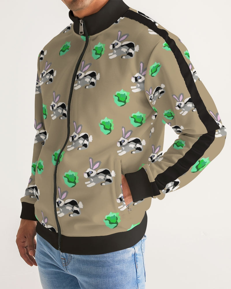Bunnies Pattern Men's All-Over Print Stripe Sleeve Track Jacket