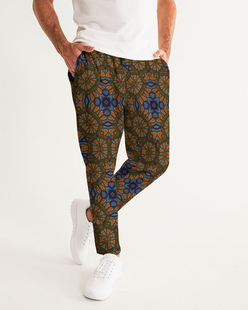 Blue and Yellow Sketch Kaleidoscope  Men's All-Over Print Joggers