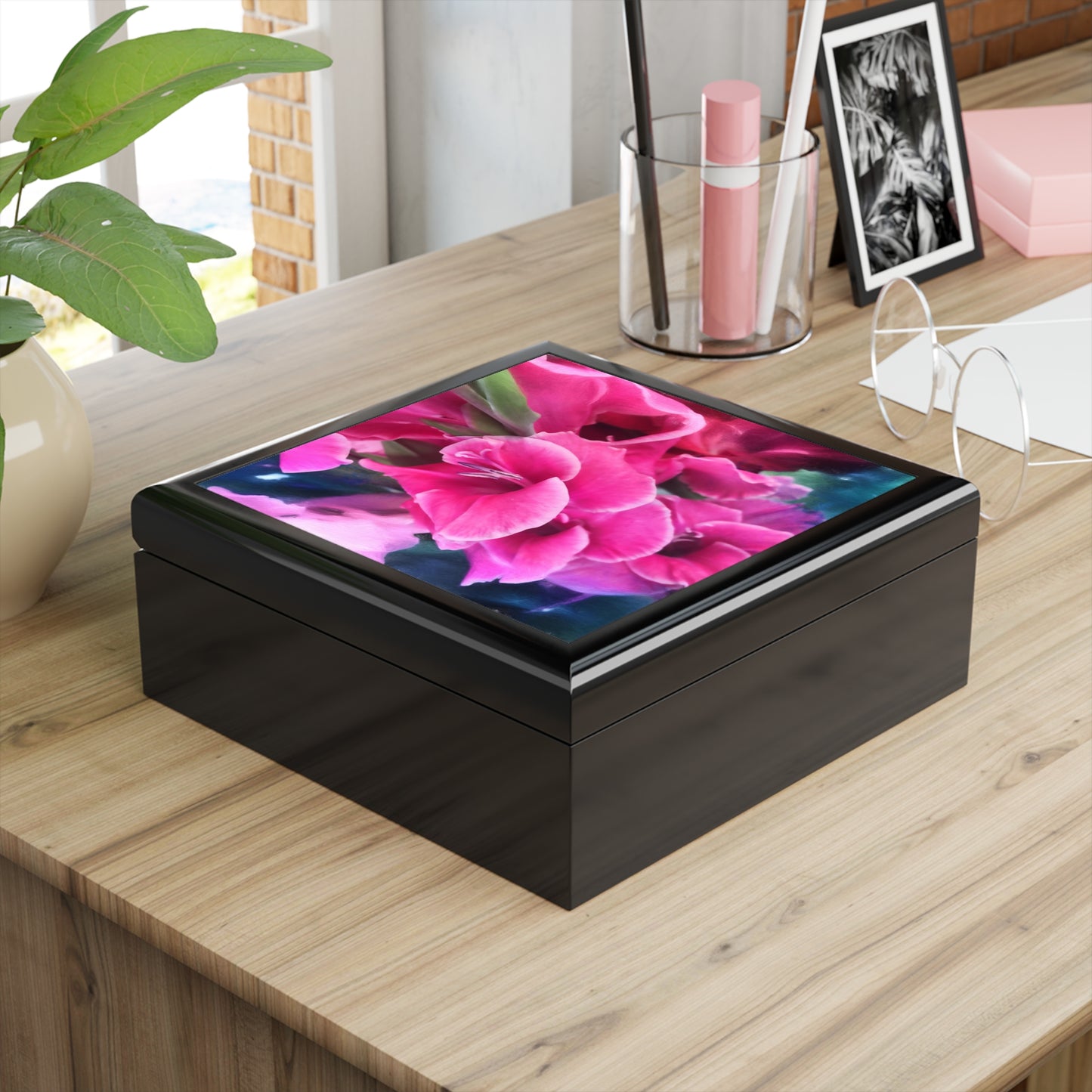 Dark Pink Gladiolas Jewelry Box