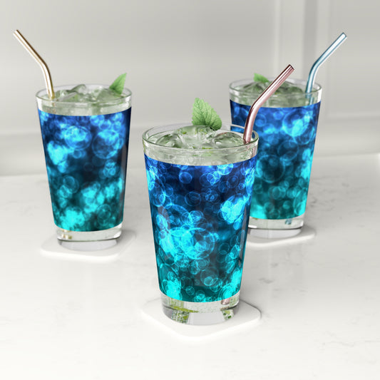 Blue Ocean Bokeh Pint Glass, 16oz