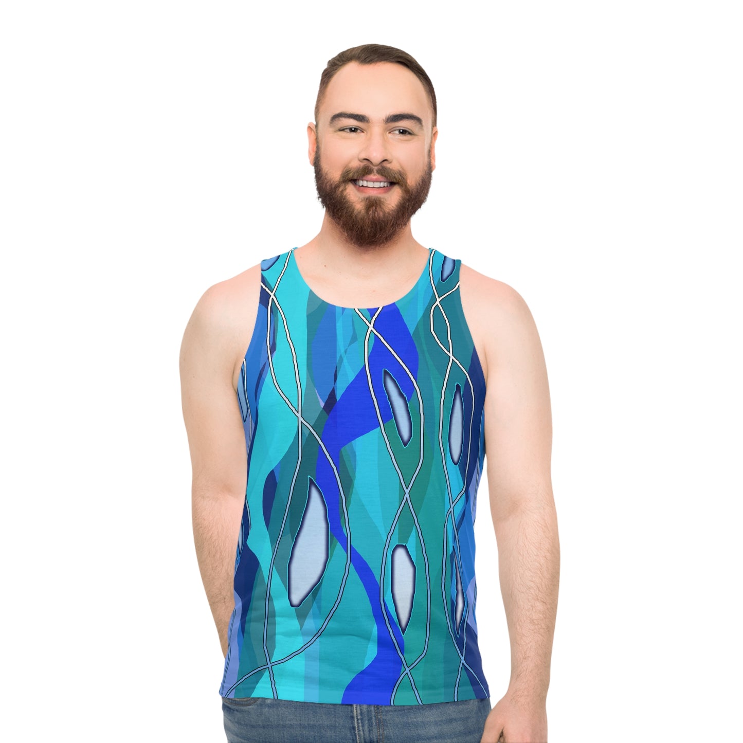 Wavy Blue Unisex Tank Top (AOP)