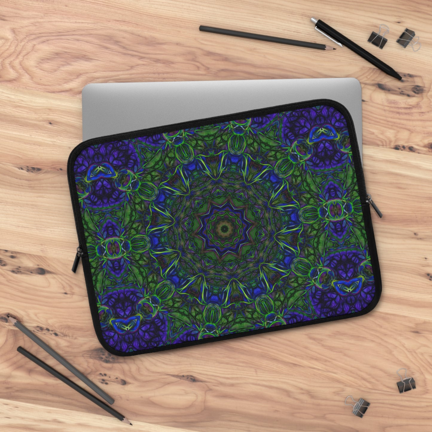 Blue Green Ribbon Kaleidoscope Laptop Sleeve