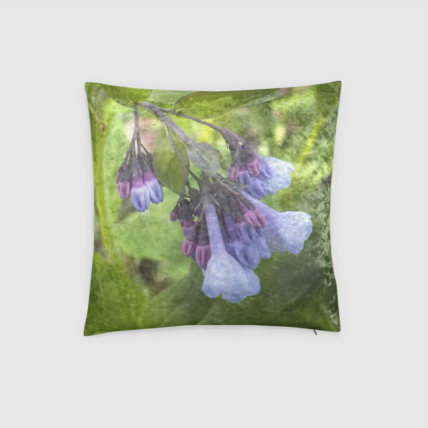 Blue and Purple Wildflowers Crushed Velvet Throw Pillow