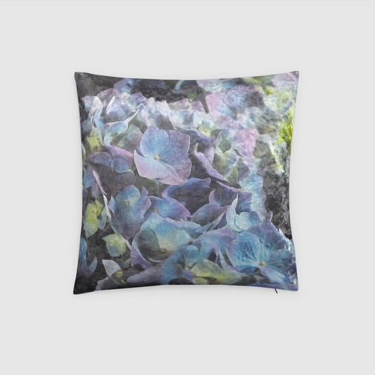 Blue and Purple Hydrangeas Crushed Velvet Throw Pillow