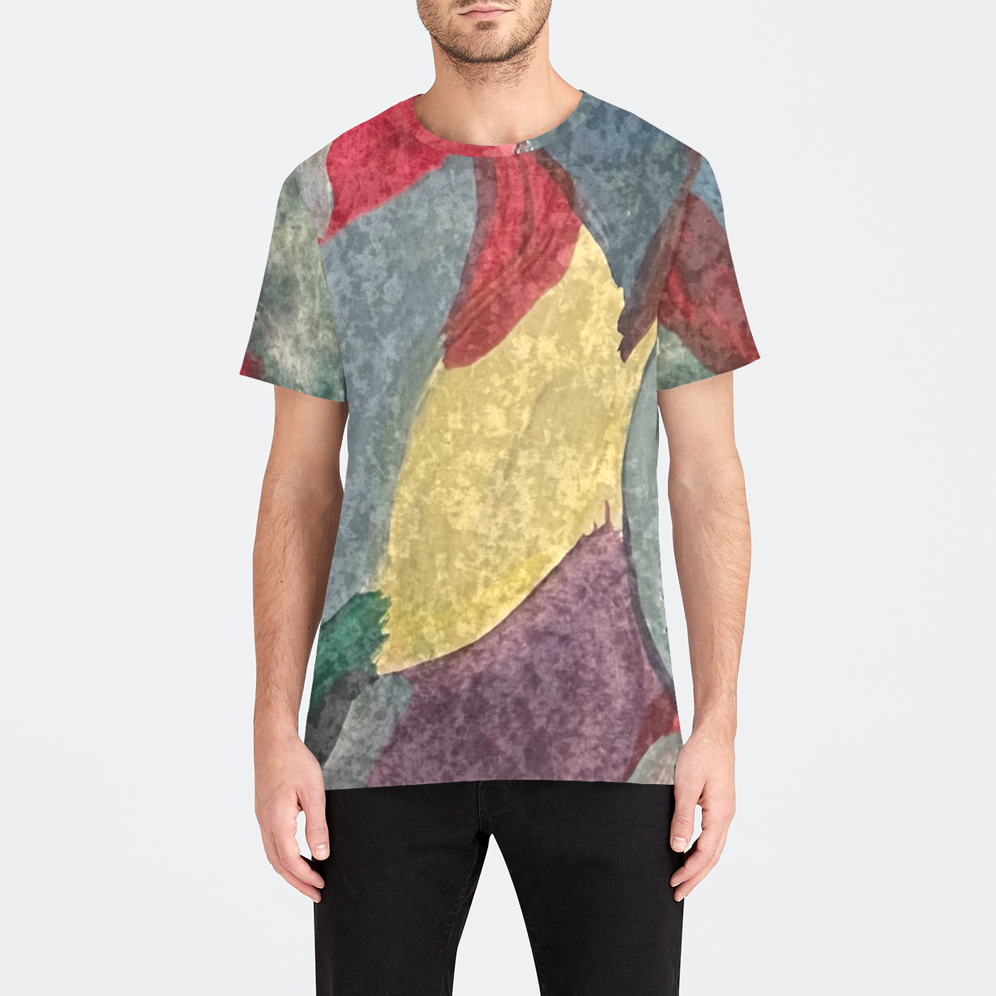 Colorful Watercolor Leaves Mens Velvet Tee