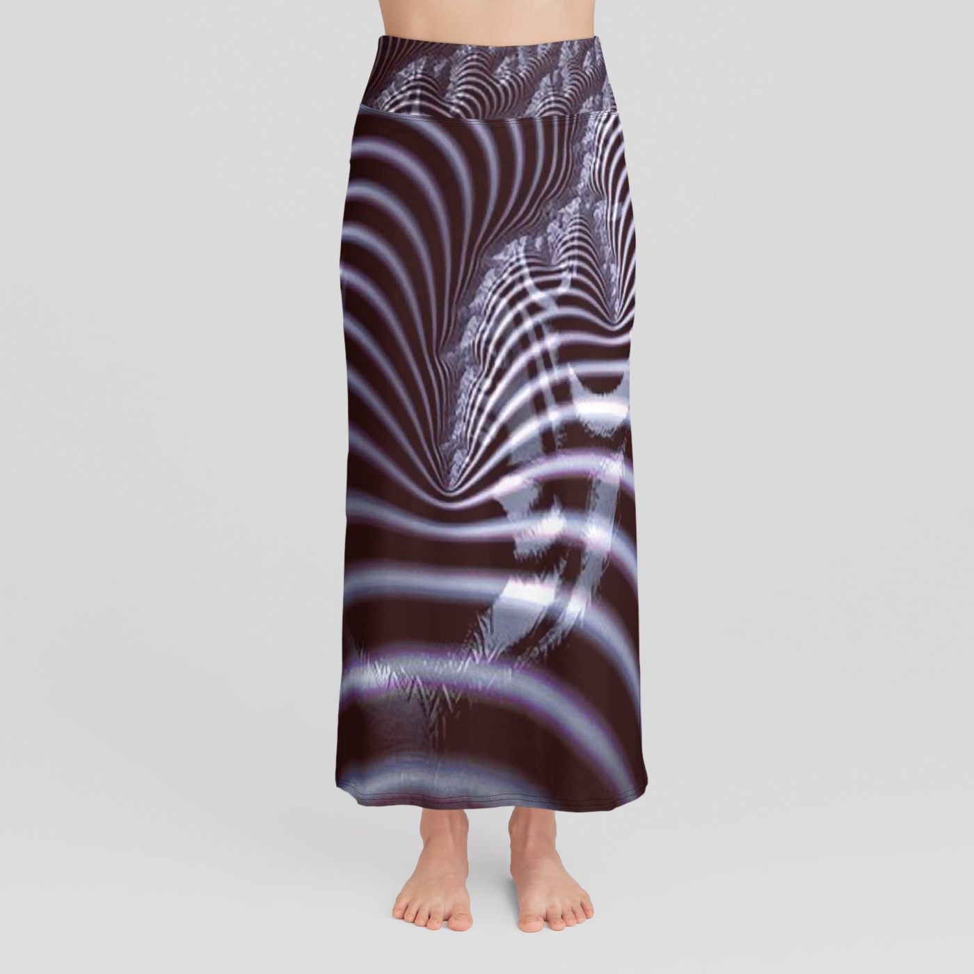 Black and White Spiral Fractal High Waist Skirt