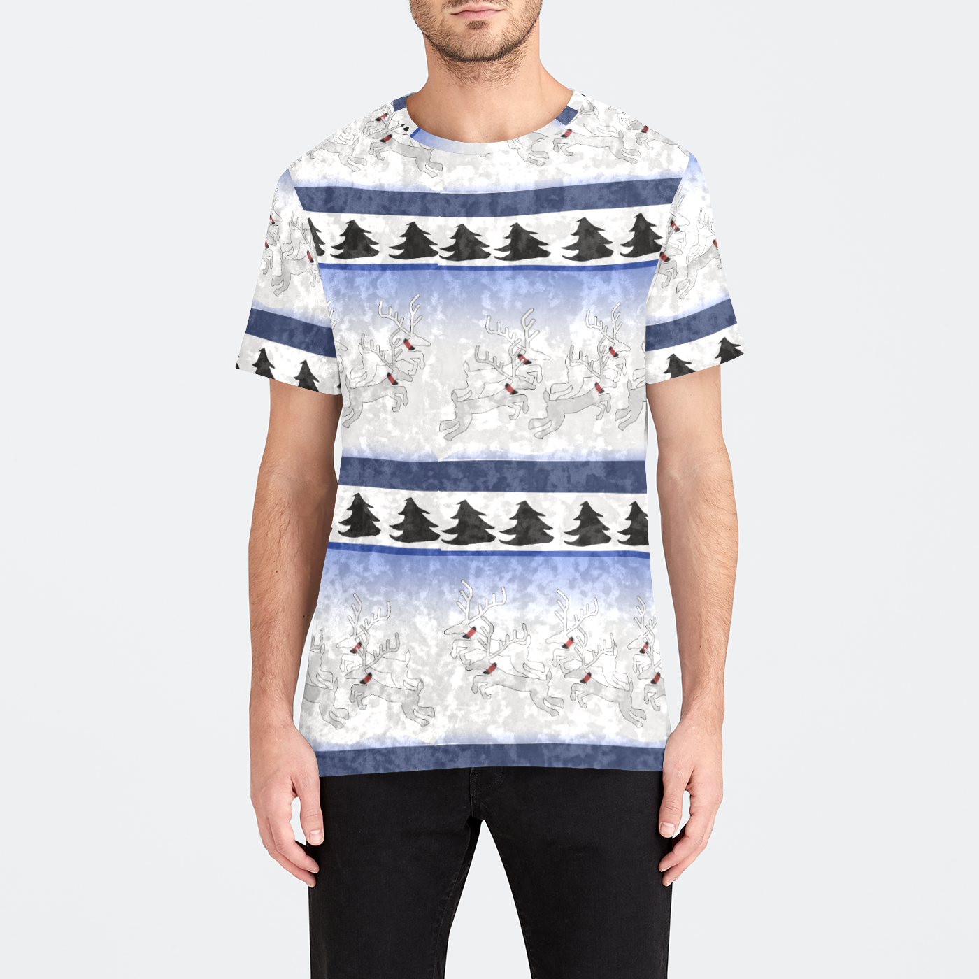 Reindeer Pattern  Mens Velvet Tee