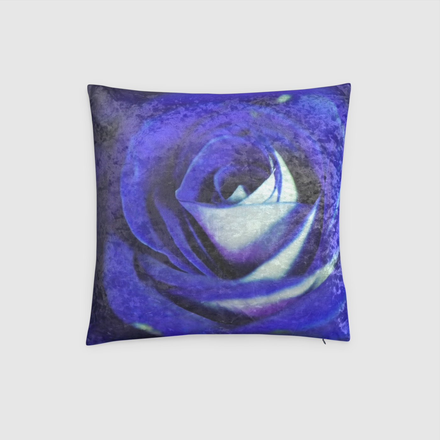 Blue Rose Crushed Velvet Throw Pillow